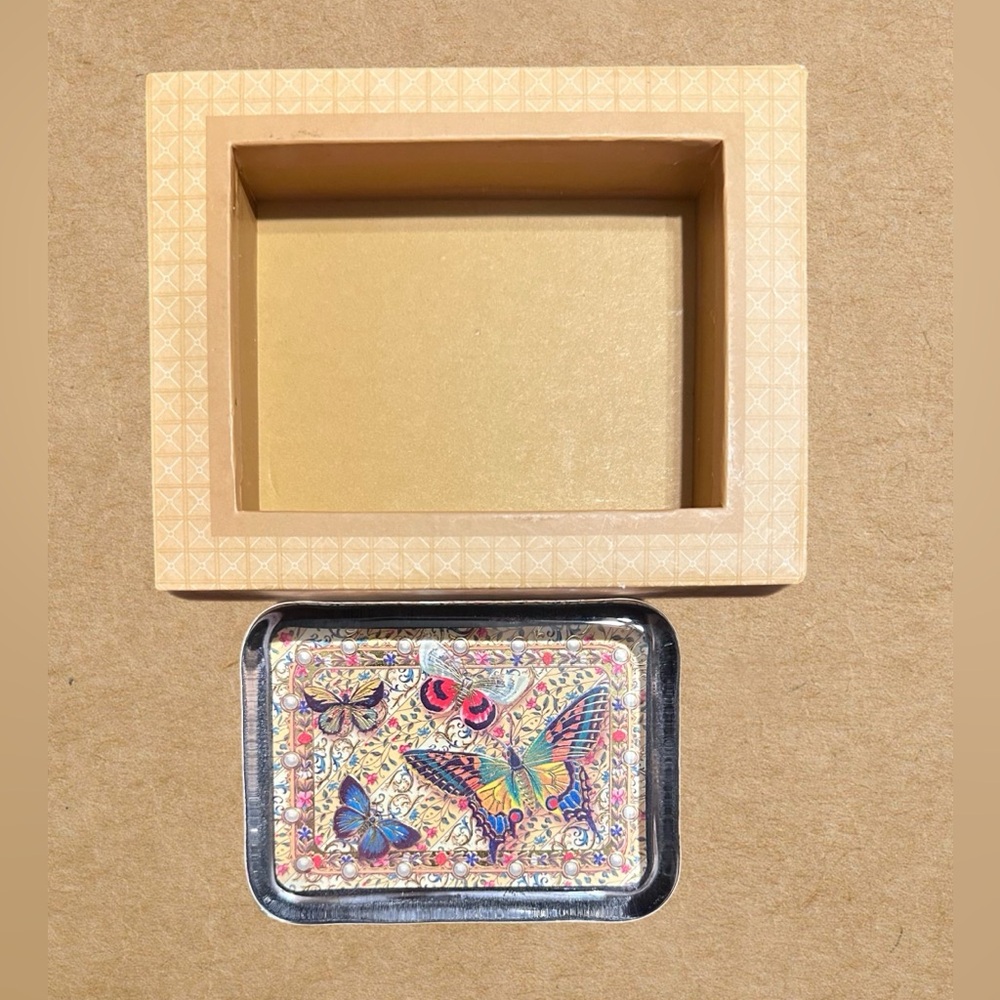 Punch Studio gold foil embossed butterfly glass paperweight.